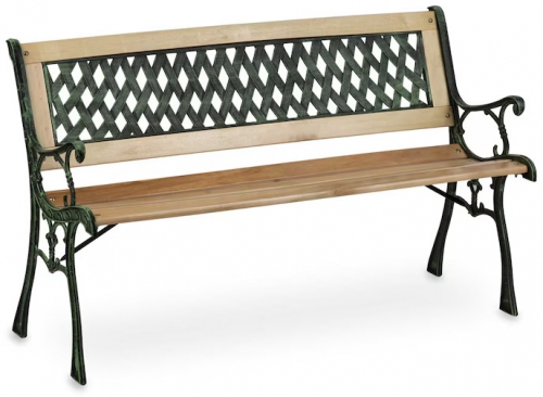 Banca gradina Garden Collections, 124x74x43 cm, cadru otel, lemn de plop, design minimalist
